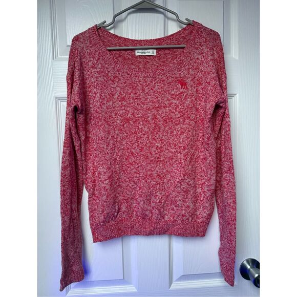 Abercrombie & Fitch Cardigan Sweater XS Women's Pink White Crew Heather Spring - Picture 1 of 5